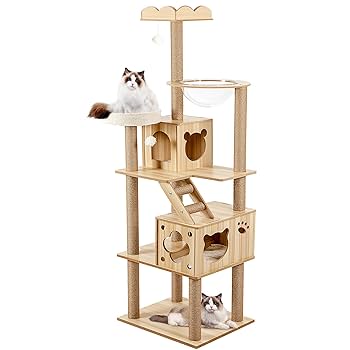 キャットタワー据え置きおしゃれ全高185cm爪とぎ麻紐　豪華なハウス付きベージュ キャットタワー 据え置き 全高185cm 猫用 おしゃれ 爪とぎ 猫